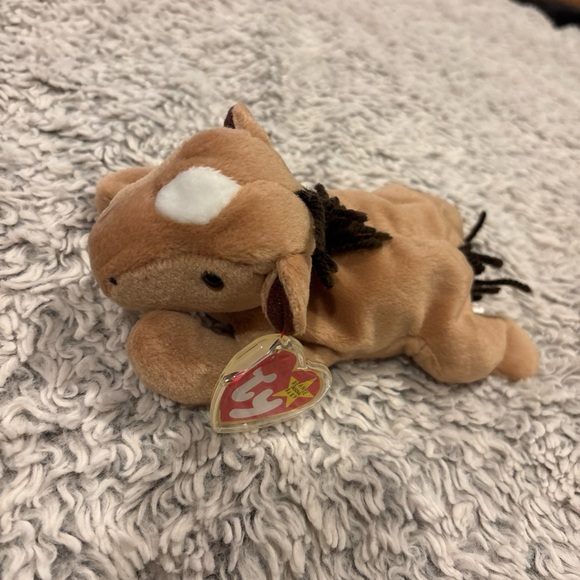 Ty Other - Ty Beanie Baby Derby Horse Kids OS‎ Tan Excellent White Star Forehead 1995